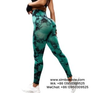 Women Bright Dark Green Dyeing Yoga Pants High Rise Hip Lift Gym Pants Seamless Athletic Pants