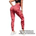 Women Bright Red Dyeing Yoga Pants High Waist Hip Lift Gym Pants Seamless Athletic Pants