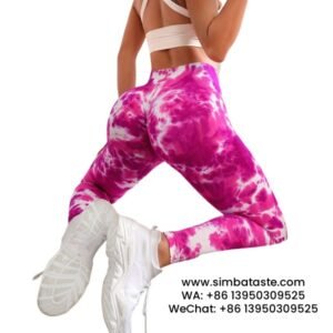 Women Bright Rose Drip Dyeing Yoga Pants High Rise Hip Lift Gym Pants Seamless Athletic Pants