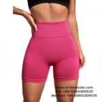Women Bright Rose Seamless Yoga Shorts Athletic Shorts Breathable High-Rise Gym Pants 2