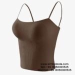 Women Brown Coffee Strap Chest Pad Seamless Vest One Piece Slim Fashion Sports Vest