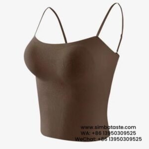Women Brown Coffee Strap Chest Pad Seamless Vest One Piece Slim Fashion Sports Vest