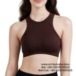 Women Brown Thread Bra Cropped Yoga Vest Top Pilates Fitness Bra Yoga Bra