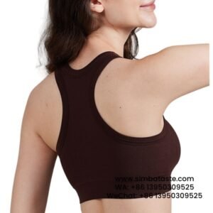 Women Brown Thread Bra Cropped Yoga Vest Top Pilates Fitness Bra Yoga Bra
