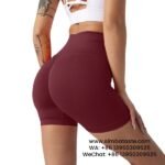 Women Burgundy Gym Pants Athletic Tight Cropped Pants Seamless Yoga Hot Pants