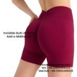 Women Burgundy Seamless High Waist Yoga Shorts Tight Running Exercise Pants 2
