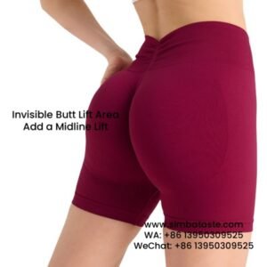 Women Burgundy Seamless High Waist Yoga Shorts Tight Running Exercise Pants 2