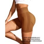 Women Camel Brown Seamless Yoga Shorts Athletic Shorts Breathable High-Rise Gym Pants