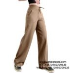 Women Cocoa Loose Wide-Legged Pants High Waist Side Pockets Yoga Pants