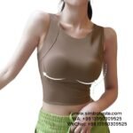 Women Cocoa One Piece Shock-Absorbing Sports Bra Breathable Full Cup Yoga Vest