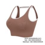 Women Coffee Cut-Out Beautiful Back Sports Bra One Piece Shockproof Yoga Wear Bra