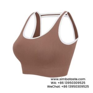 Women Coffee Cut-Out Beautiful Back Sports Bra One Piece Shockproof Yoga Wear Bra
