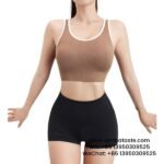 Women Coffee Cut-Out Beautiful Back Sports Bra One Piece Shockproof Yoga Wear Bra