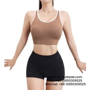 Women Coffee Cut-Out Beautiful Back Sports Bra One Piece Shockproof Yoga Wear Bra