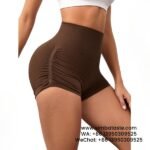Women Coffee Pleated Yoga Short Pants Running Threaded Gym Pants Athletic Shorts 2