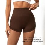 Women Coffee Pleated Yoga Short Pants Running Threaded Gym Pants Athletic Shorts 3