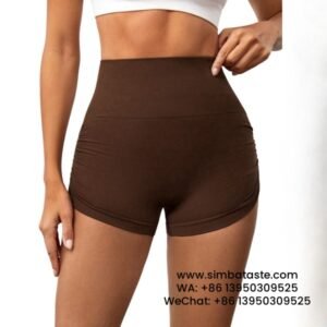 Women Coffee Pleated Yoga Short Pants Running Threaded Gym Pants Athletic Shorts 3