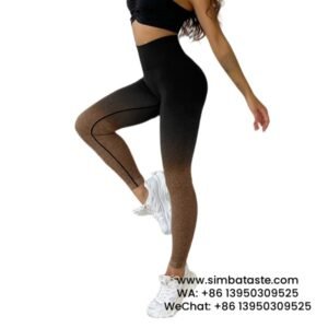 Women Coffee Seamless Knitted Sling Dye Yoga Pants Gradient High Waist Sports Leggings