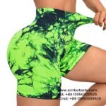 Women Colorful Dark Green Seamless Tie-Dye Tight Short Pants Fitness Yoga Gym Shorts