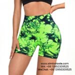 Women Colorful Dark Green Seamless Tie-Dye Tight Short Pants Fitness Yoga Gym Shorts