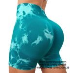 Women Colorful Green Seamless Tie-Dye Tight Short Pants Fitness Yoga Gym Shorts