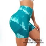 Women Colorful Green Seamless Tie-Dye Tight Short Pants Fitness Yoga Gym Shorts