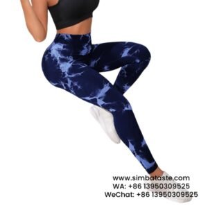 Women Colorful Indigo Dyeing Yoga Pants High Rise Hip Lift Gym Pants Seamless Athletic Pants