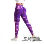 Women Colorful Purple Dyeing Yoga Pants High Rise Hip Lift Gym Pants Seamless Athletic Pants