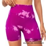 Women Colorful Rose Seamless Tie-Dye Tight Short Pants Fitness Yoga Gym Shorts