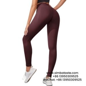 Women Dark Fuchsia Hip Lift Fitness Pants High Waist Yoga Pants Running Sports Pants