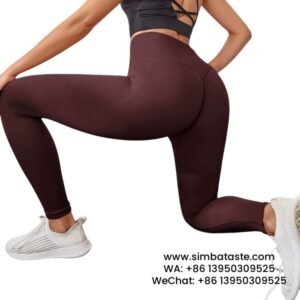 Women Dark Fuchsia Hip Lift Fitness Pants High Waist Yoga Pants Running Sports Pants