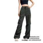 Women Dark Gray American Drawstring Cargo Pants Outdoor Casual Sports Long Pants