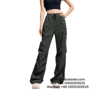 Women Dark Gray American Drawstring Cargo Pants Outdoor Casual Sports Long Pants