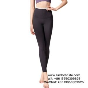 Women Dark Gray Thread High Waist Yoga Pants Anti-Curl Athletic Leggings