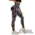 Women Dark Gray Tie-Dye Yoga Pants Side Cut-Outs Seamless Athletic Leggings