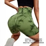 Women Deep Army Green Seamless Tie Dye Tight Short Pants Fitness Yoga Gym Shorts