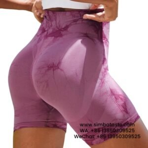Women Deep Rose Seamless Tie Dye Tight Short Pants Fitness Yoga Gym Shorts