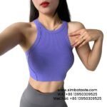 Women Flower Blue Thread Sports Bra Racer Vest One Piece Breathable Yoga Wear