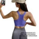 Women Flower Blue Thread Sports Bra Racer Vest One Piece Breathable Yoga Wear