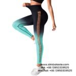 Women Gradient Blue Tie-Dye Yoga Pants Side Cut-Outs Seamless Athletic Leggings