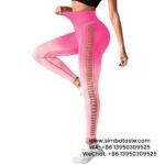 Women Gradient Pink Tie-Dye Yoga Pants Side Cut-Outs Seamless Athletic Leggings