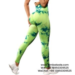 Women Grass Green Dyeing Yoga Pants High Rise Hip Lift Gym Pants Seamless Athletic Pants