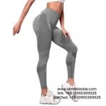 Women Gray Seamless Hip Lift Gym Pants Tight High Rise Yoga Pants