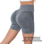 Women Gray Seamless Knitted High Waist Yoga Shorts Fitness Exercise Tight Pants 3