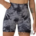 Women Gray Seamless Tie Dye Tight Short Pants Fitness Yoga Gym Shorts