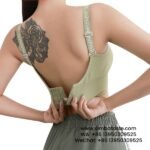 Women Green Adjustable Letter Shoulder Strap Sports Bra Professional Fitness Bra Yoga Vest