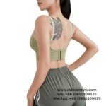 Women Green Adjustable Letter Shoulder Strap Sports Bra Professional Fitness Bra Yoga Vest