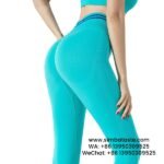 Women Green Contrasting Gym Pants High Waist Hip Yoga Pants Breathable Athletic Leggings