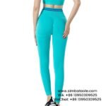 Women Green Contrasting Gym Pants High Waist Hip Yoga Pants Breathable Athletic Leggings