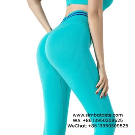 Women Green Contrasting Gym Pants High Waist Hip Yoga Pants Breathable Athletic Leggings